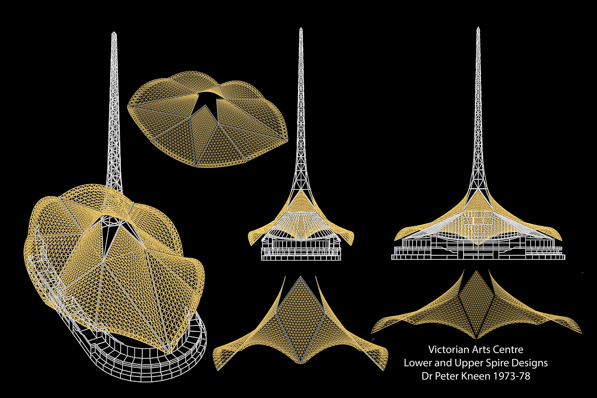 Melbourne Arts Centre Spire Design from the 1970s