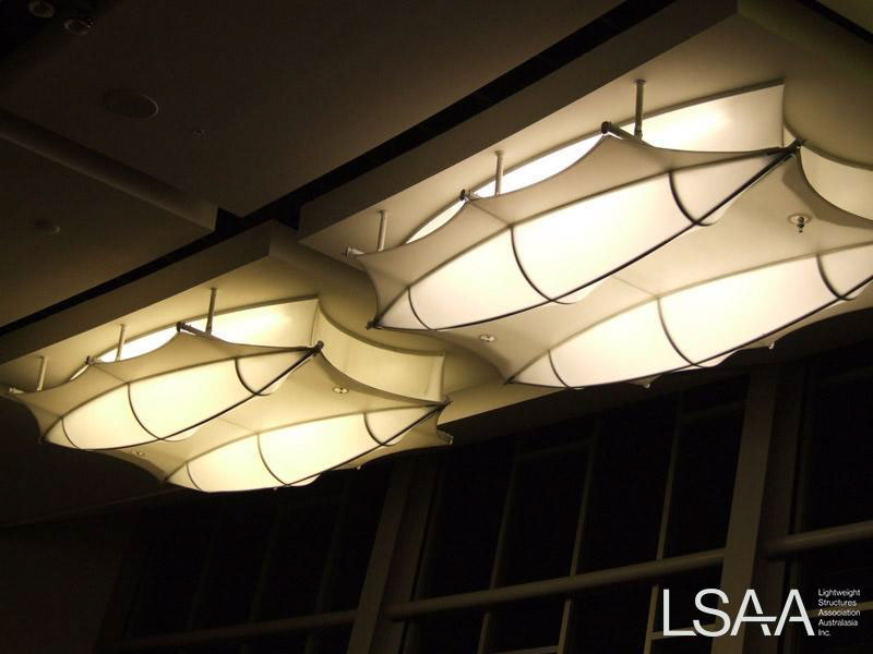 Vector Arena Atrium Lights suspended from ceiling