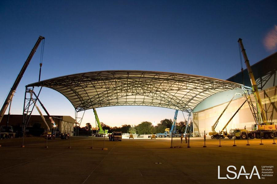 Airspace Hangar Roof during erection at Amberley Air Force Base