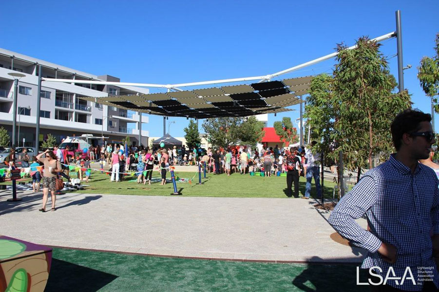 Cockburn Town Square Shade Structures - Night View