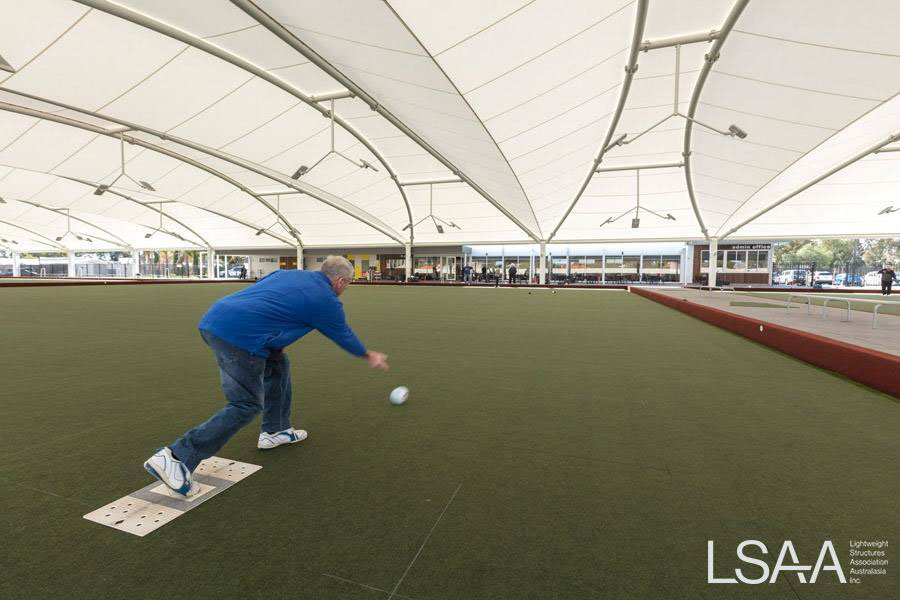 Playford Bowls Club Triple Green Roof Cover - Action shot