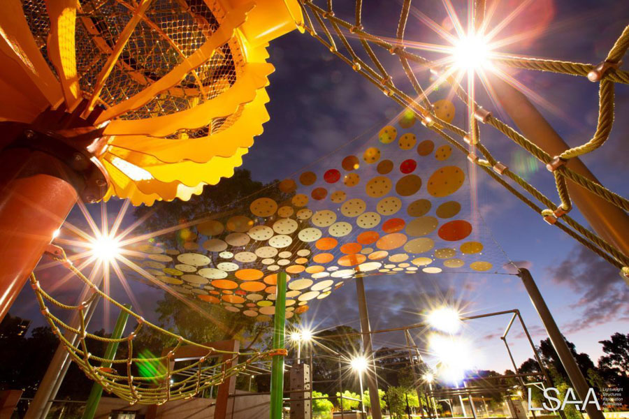 Night time Underside View of Wellington Sq Playgrounds