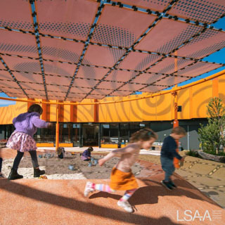 Underside view of shade structures