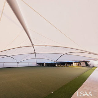 View of the new Fabric Roof covering the Bowling Greens