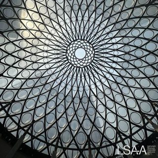 Underside view of the ribbed dome with ETFE Pillows
