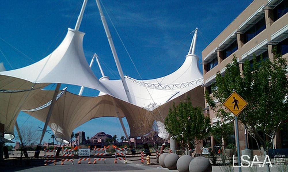 Skysong Signature Structure is an excellent example of freeform tensile fabric architecture