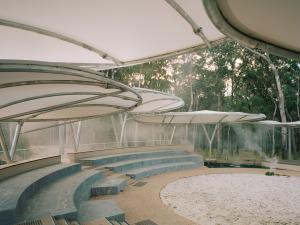 five elliptical tensile membrane canopies