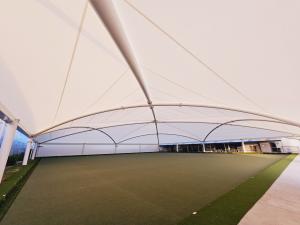 View of the new Fabric Roof covering the Bowling Greens