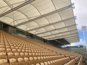 Lightweight Fabric Roof over seating at Yarrow Stadium - West Stand